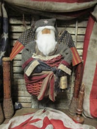 Image 4 of  #5... Olde Liberty Santa in Basket ~ Hang Or Sit~ 15 in Tall!