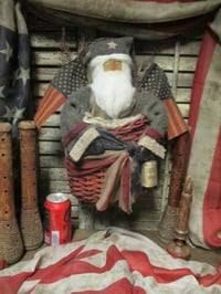 Image 5 of  #5... Olde Liberty Santa in Basket ~ Hang Or Sit~ 15 in Tall!