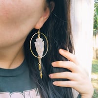 Image 5 of Arrowhead Hoop and Spike Earrings | Hoop and Spike Arrowhead Earrings