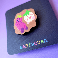 Image 2 of Eggplant and Peach Chia Wooden Pin