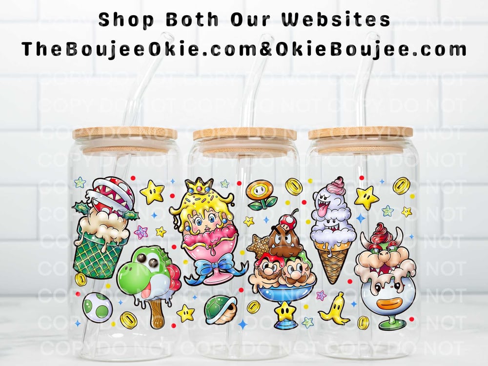 Image of Mario & Friends Ice Cream Uv Dtf Cup Wrap W0822