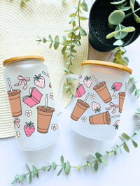 Image 1 of Strawberry Books Coffee Glass can/ Mug