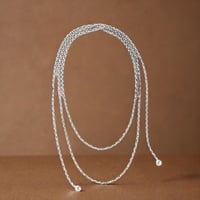 Image 6 of Lariat Rope Tassel Necklace | Silver