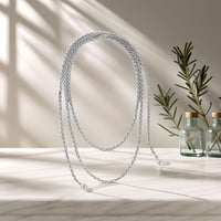 Image 2 of Lariat Rope Tassel Necklace | Silver