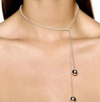 Image 3 of Lariat Rope Tassel Necklace | Silver