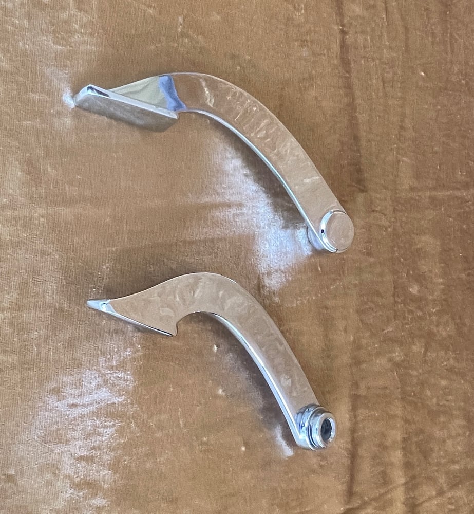 Image of VALIANT seat adjuster levers (2). Restored CHROME.