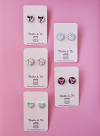 Image 1 of Hearts and Bows Wooden Studs