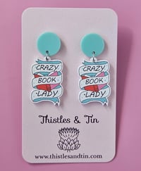 Image 1 of Crazy Book Lady | Dangles | SKU 552
