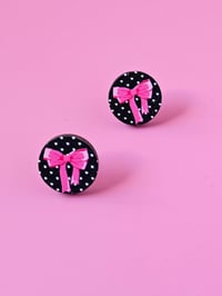 Image 2 of Hearts and Bows Wooden Studs