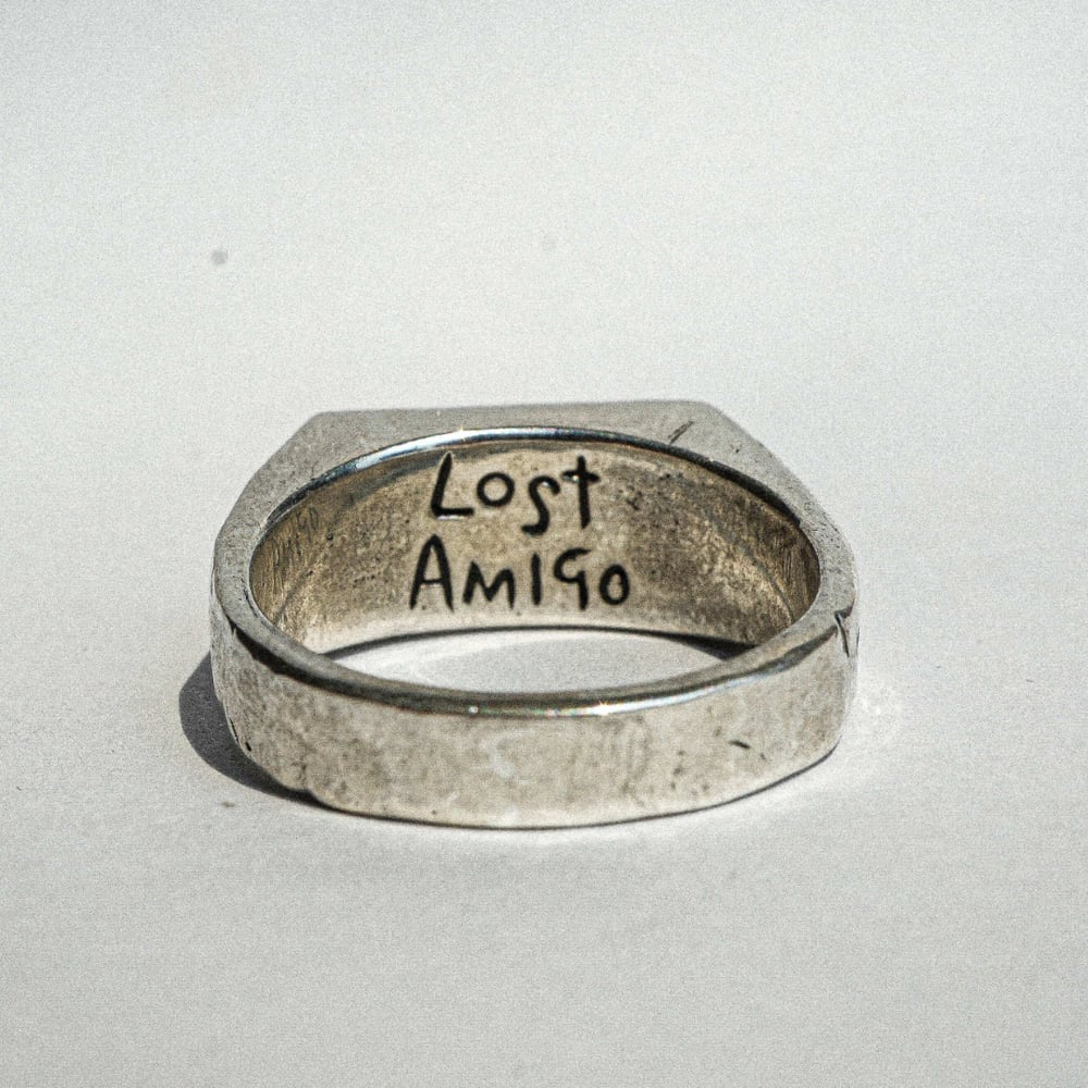 LOST AMIGO BLACK NOIR JASPER SNAKE SIGNET RING - SIZE 10