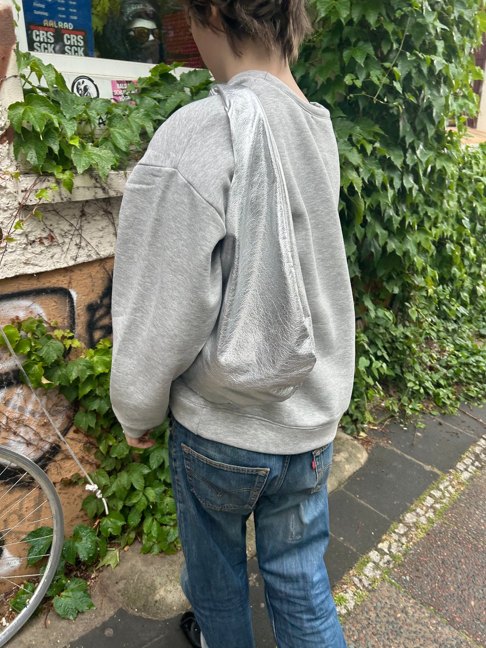 Silver leather hobo bag 