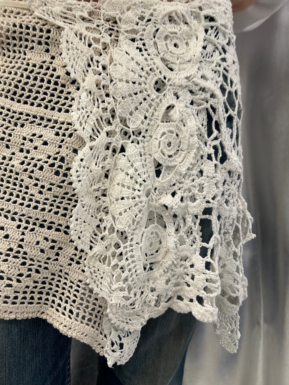 Vintage lace crochet wrap skirt short