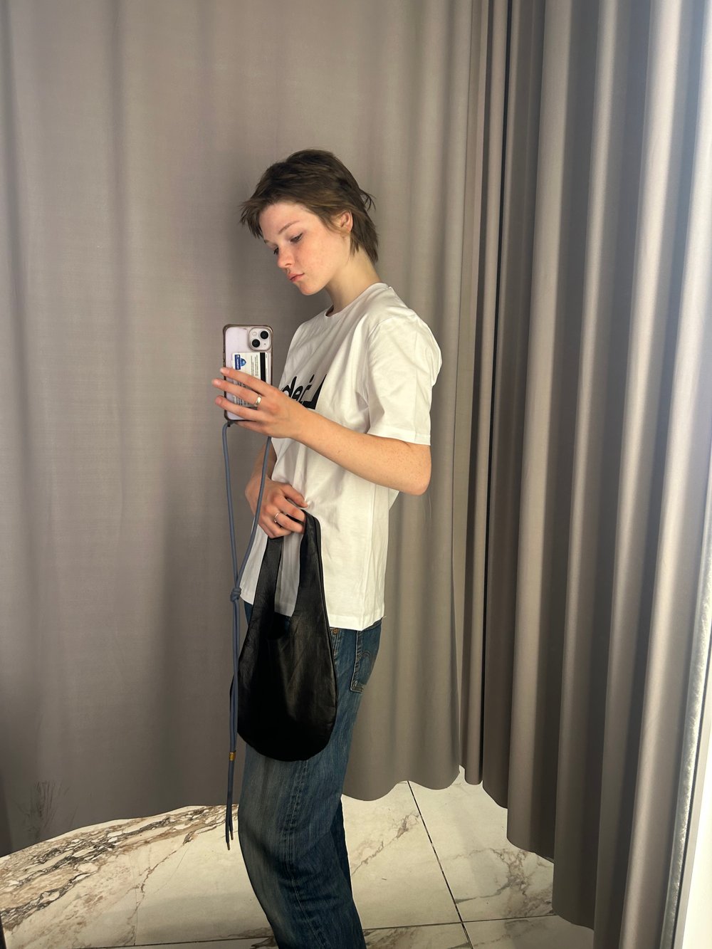 Black leather hobo bag 