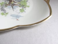Image 6 of Vintage Pottery Dish, Boy Fishing at Stream Decor by Sevelen Rheintal Suisse c 1950s, W 8" 
