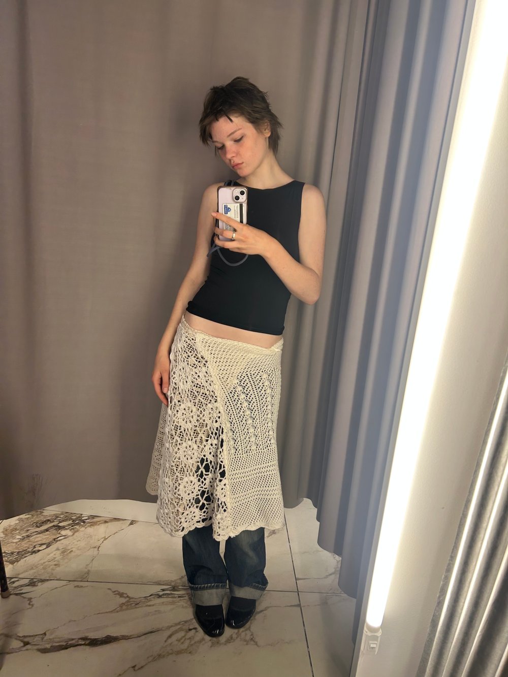 Vintage lace crochet wrap skirt 05