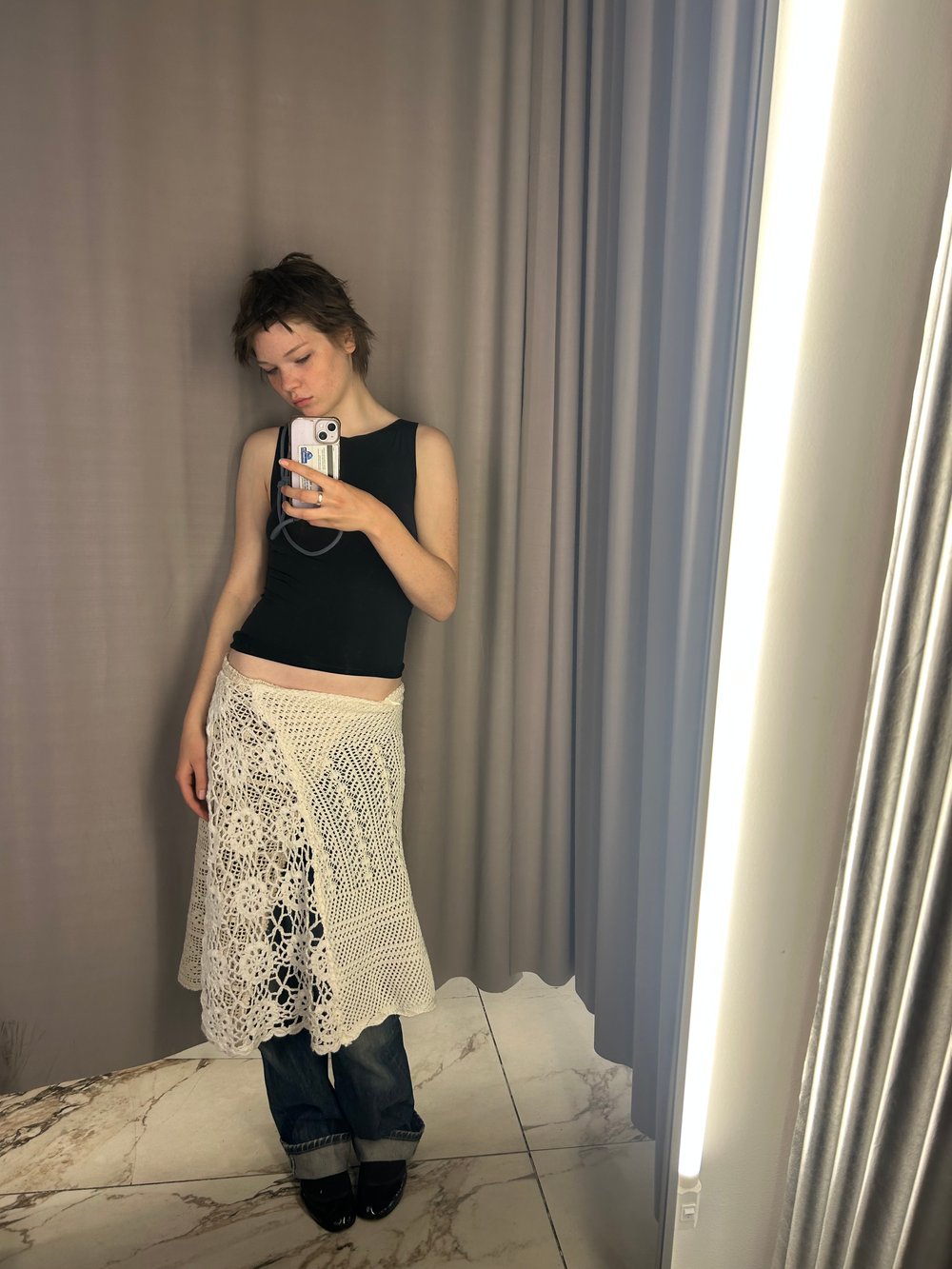 Vintage lace crochet wrap skirt 05