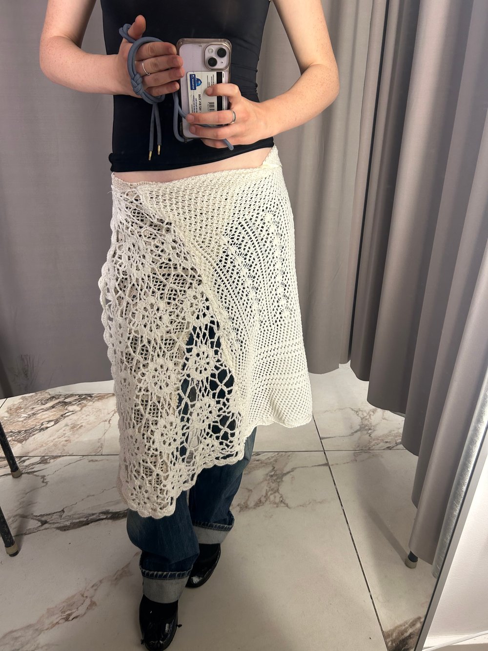 Vintage lace crochet wrap skirt 05