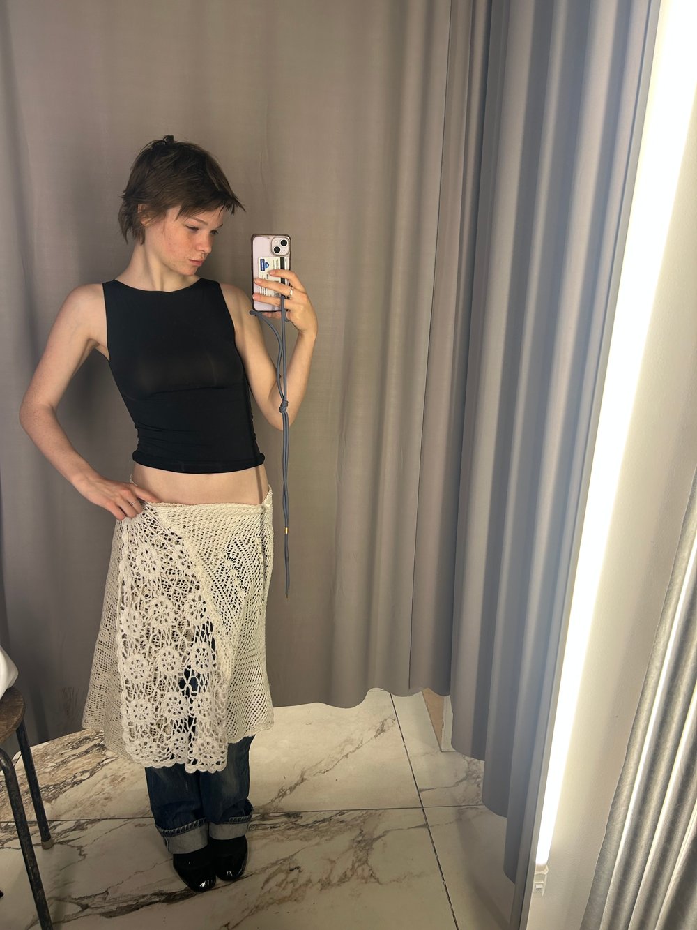 Vintage lace crochet wrap skirt 05