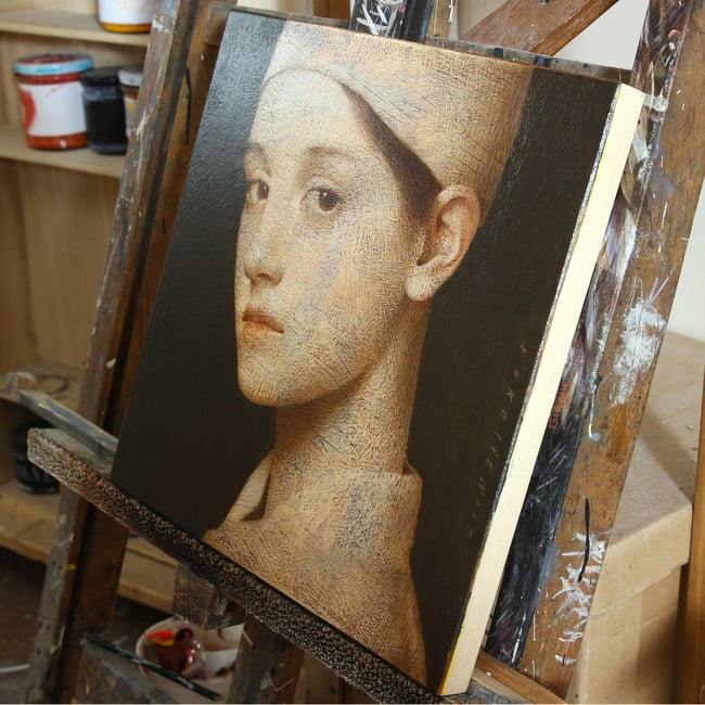 Small portrait in a hat VI