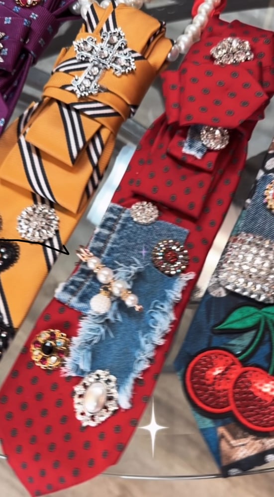 Image of Custom Red & Denim Tie