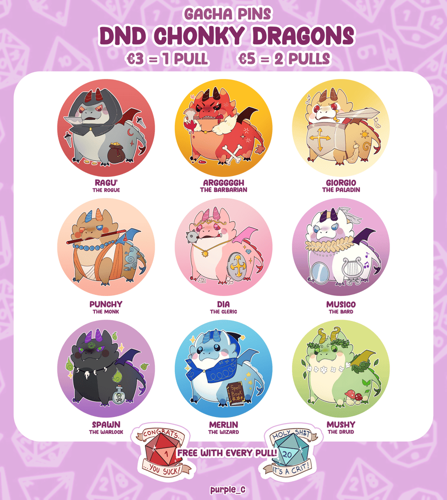 Image of DND CHONKY DRAGONS PINS
