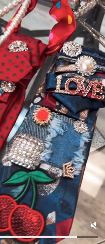 Image of Blue Cherry/ Denim with Love Brooch