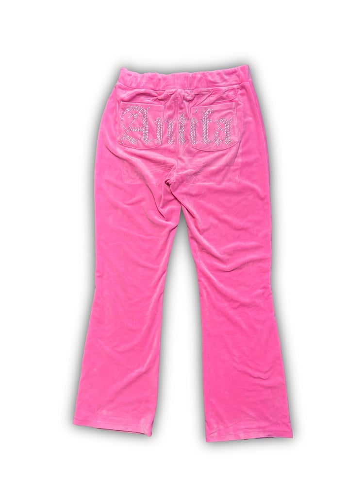 Image of Pink Velour Pants (L) - Antifa Couture (PA01)