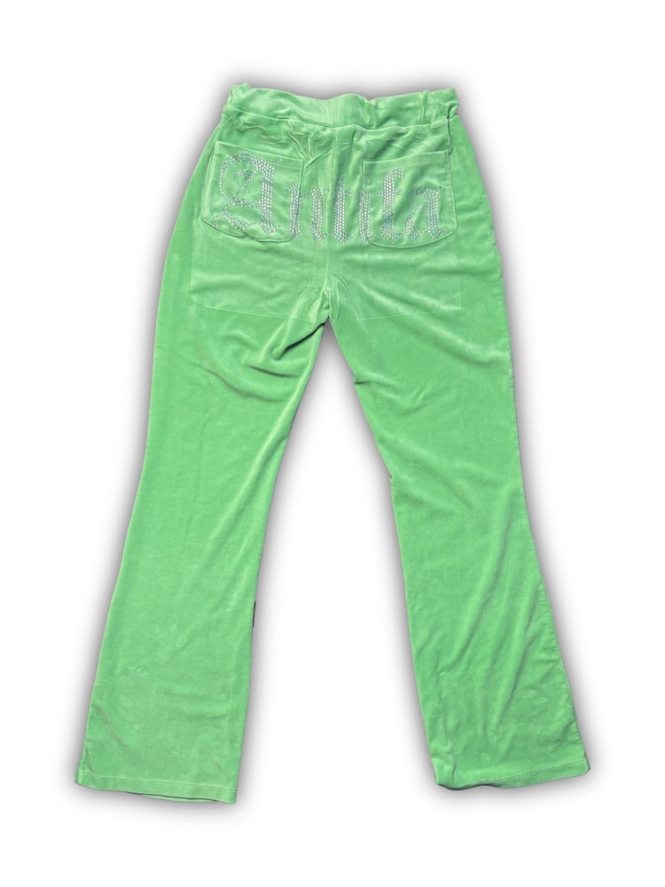 Image of Light Green Velour Pants (S) - Antifa Couture (PA07)