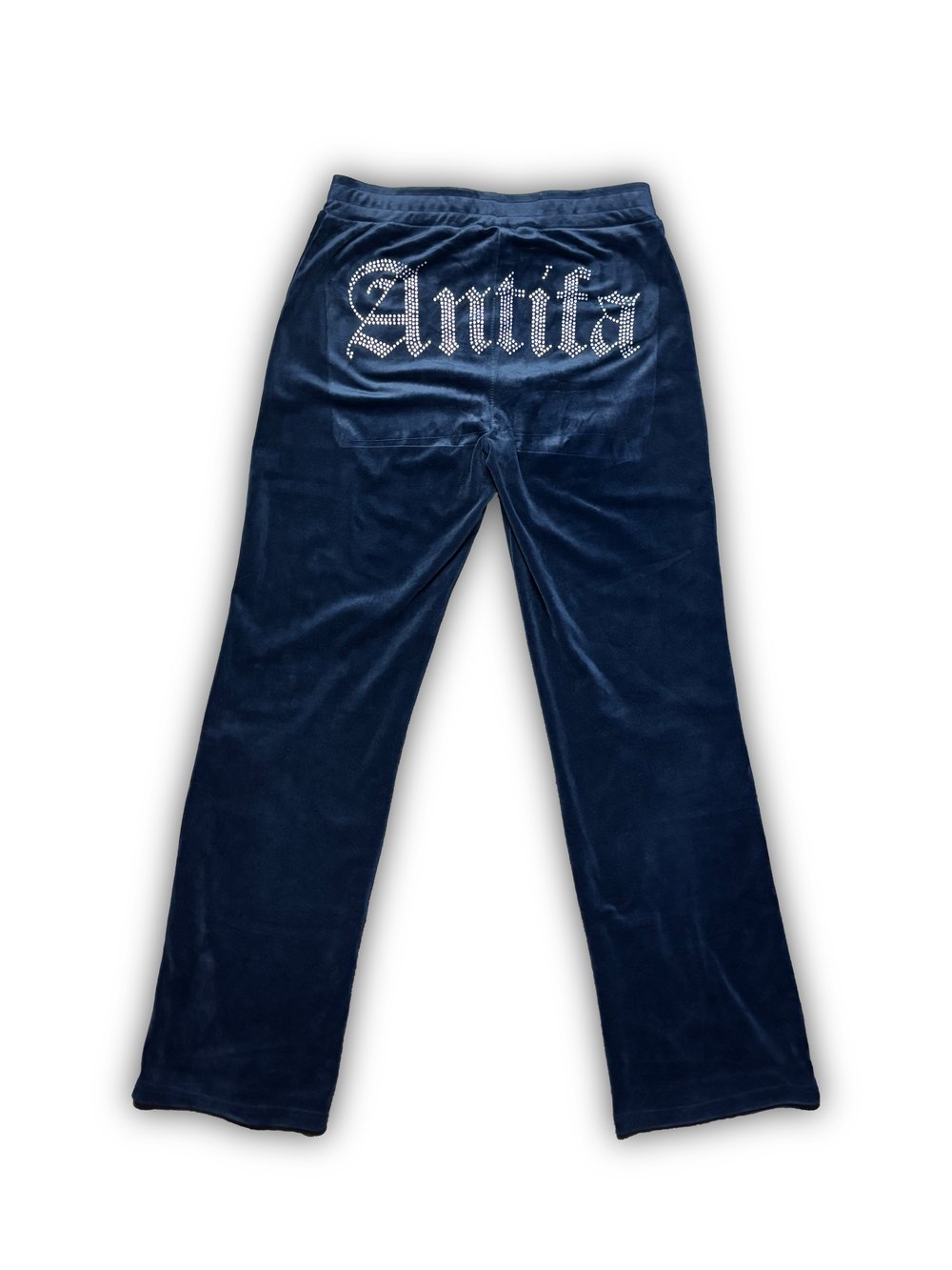 Image of Dark Blue Velour Pants (M) - Antifa Couture (PA09)