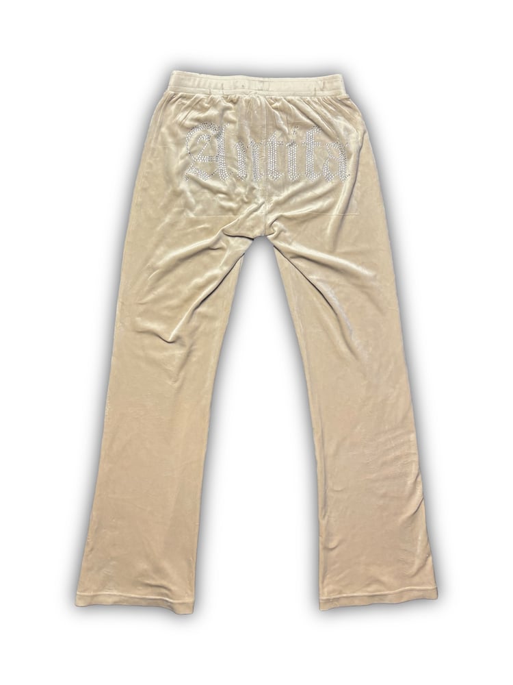 Image of Beige Velour Pants (S) - Antifa Couture (PA11)