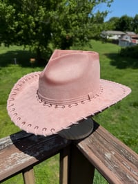 Image 3 of Dusty Pink Lace Heart Crown Cowboy Hat