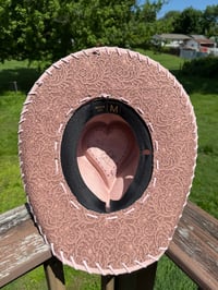 Image 4 of Dusty Pink Lace Heart Crown Cowboy Hat