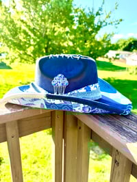 Image 1 of Patchwork Blue Toile Cowboy Hat