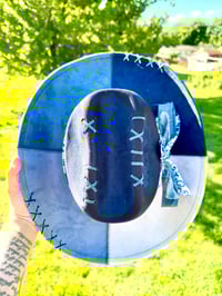Image 2 of Patchwork Blue Toile Cowboy Hat