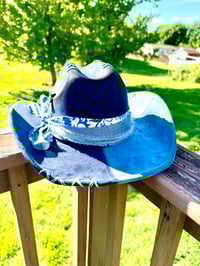 Image 4 of Patchwork Blue Toile Cowboy Hat