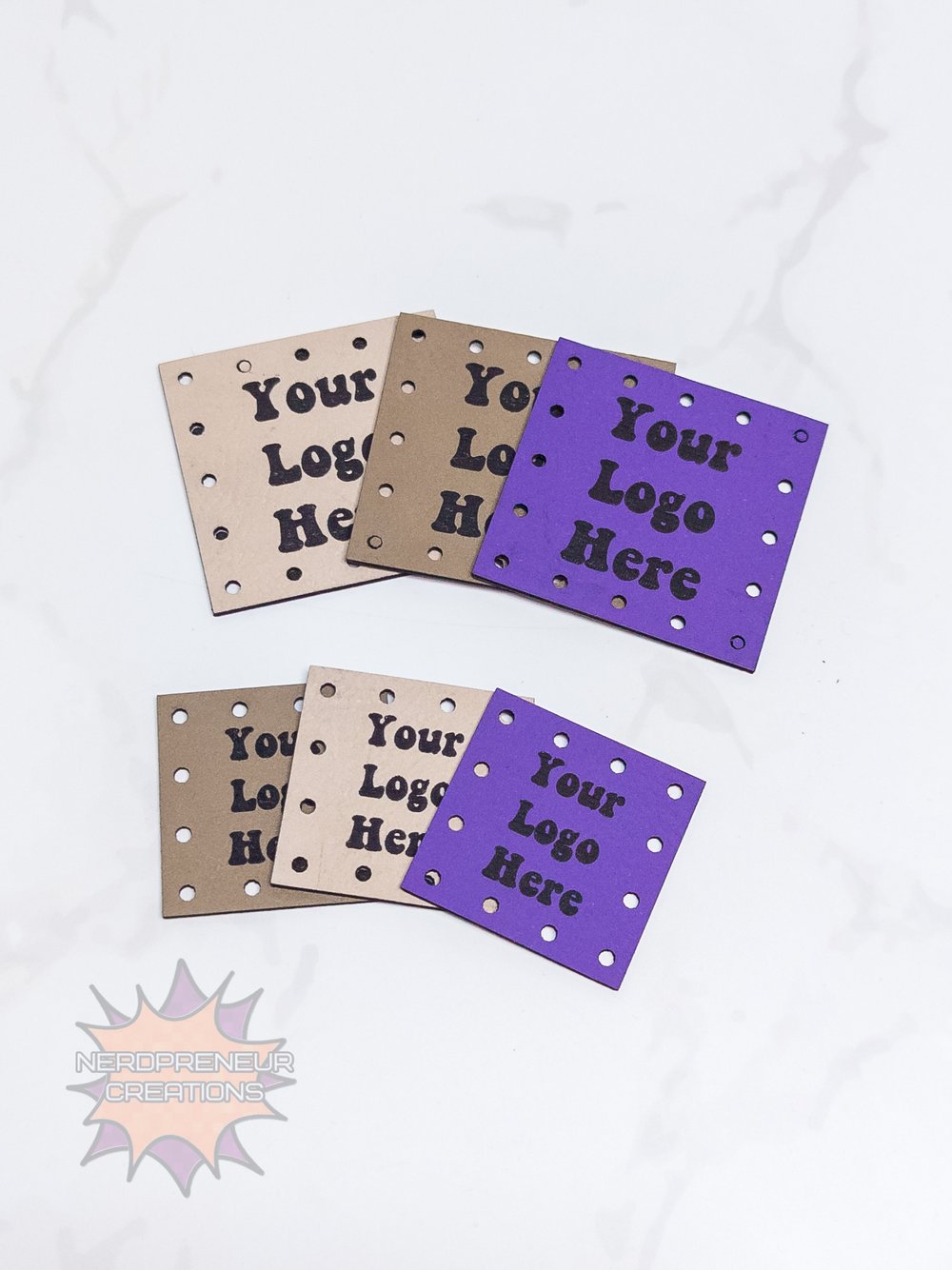 Image of BULK Custom Logo Faux Leather Patches for Crochet, Knitwear, and Handmade Projects
