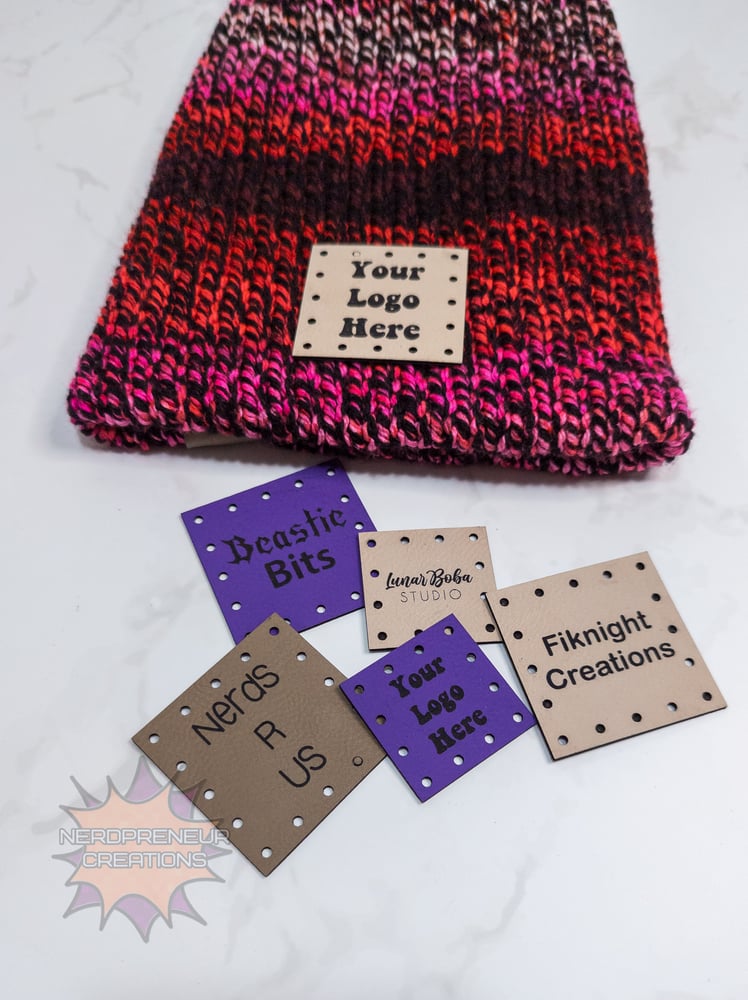 Image of BULK Custom Logo Faux Leather Patches for Crochet, Knitwear, and Handmade Projects