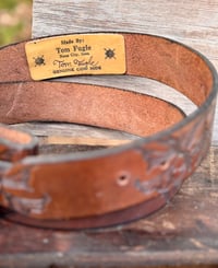 Image 2 of Original Tom Fugle SIGNED Pheasant and Lillies Dark Brown Leather Belt