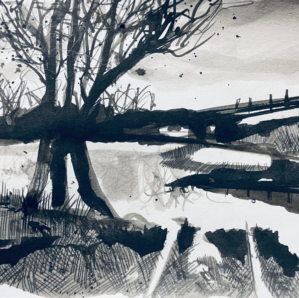 Image of Greeting Card - Flooded Tracks