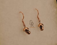 Image 3 of Copper Button Mushroom Earrings