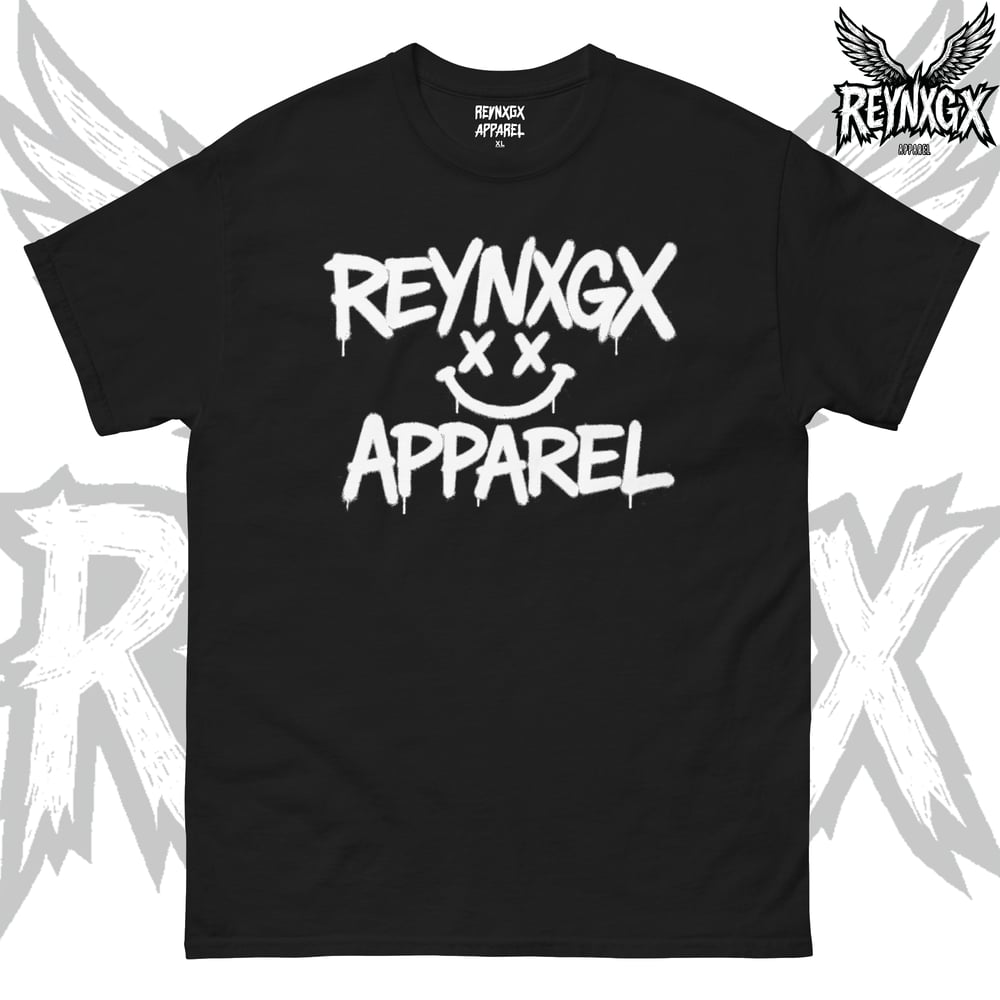 Smiley Face white on black T Shirt