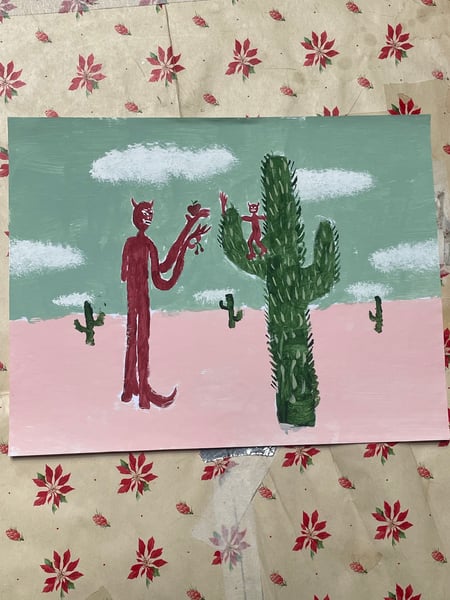 Image of baby devil in a cactus