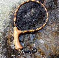 Image 1 of Handcrafted Wooden Landing Net with Knotless Rubber Mesh