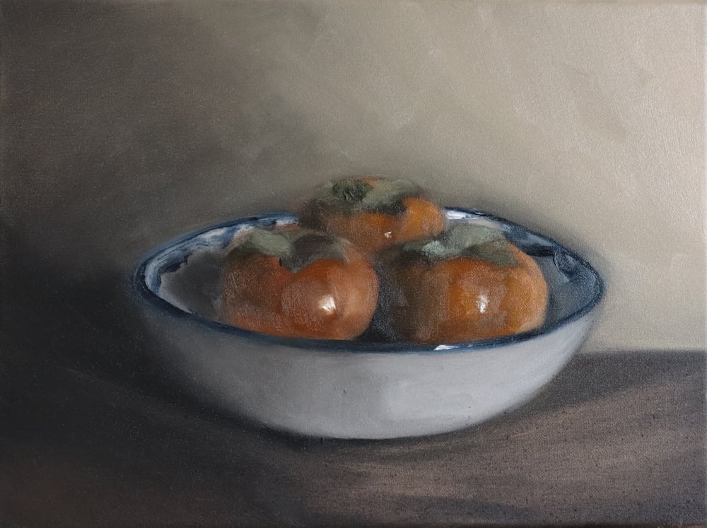 Image of Nature morte aux kakis dans un bol