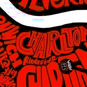Image of The Valley - Addicks - Black background - South East London Typographic Map