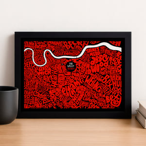 Image of The Valley - Addicks - Black background - South East London Typographic Map