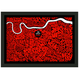 Image of The Valley - Addicks - Black background - South East London Typographic Map