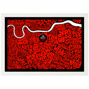 Image of The Valley - Addicks - Black background - South East London Typographic Map