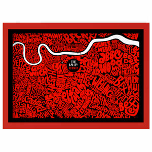 Image of The Valley - Addicks - Black background - South East London Typographic Map