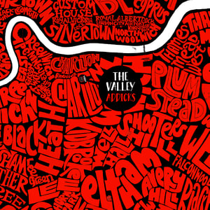 Image of The Valley - Addicks - Black background - South East London Typographic Map